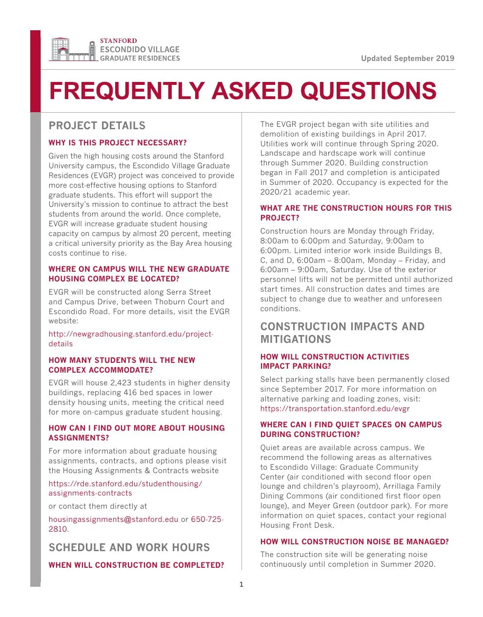 Stanford EVGR Fall 2019 FAQ